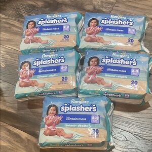 100 Pampers Splashers Swim Diapers - Aqua -5 packs of 20